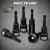 22-Piece Magnetic Nut Driver Set, Metric & SAE (5-13mm & 3/16"-1/2"), 1/4" Hex Shank Impact Bit Set, Wing Nut Driver Bits, Magnetic Aluminum Storage Rail