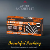 HORUSDY 6-piece ratchet and extension bar set with 90T quick release heads and tool roll storage