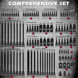 112-Piece Torx and Allen Bit Socket Set, 1/4", 3/8",1/2" Drive Bit Socket Set with Quick-Release Ratchet Wrench, Adapters, Extra long torx/Tamper proof torx/Hex/Ball End Hex/E-Trox,SAE/Metric,S2 Steel