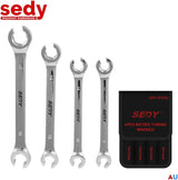 SEDY 4PCS Metric Tubing Wrench Set, double open end, 15° offset for tight spaces, CR-V steel, rust-resistant, ideal for plumbing and automotive use