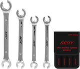 SEDY 4PCS Metric Tubing Wrench Set, double open end, 15° offset for tight spaces, CR-V steel, rust-resistant, ideal for plumbing and automotive use