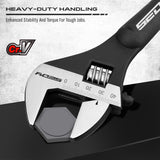 HORUSDY 3-Piece Adjustable Spud Wrench Set with 10", 12", 16" sizes, SAE & Metric scale markings, made from CR-V steel with a black oxide finish for enhanced durability.