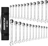 24-Piece Combination Ratcheting Wrench Set, Chrome Vanadium Steel, Metric & SAE, 72-Tooth Precision