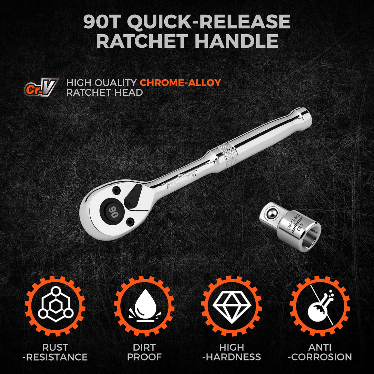 HORUSDY 90-Tooth Quick-Release Ratchet Handle