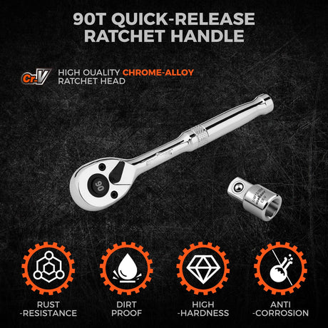 HORUSDY 90-Tooth Quick-Release Ratchet Handle