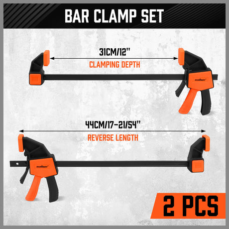 HORUSDY 12'' Bar Clamps for Woodworking, 2PCS Quick F Wood Working Clamps Sets, with 150 LBS Load Limit