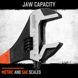 HORUSDY 10-Inch adjustable wrench with wide jaw, Cr-V steel, and ergonomic handle for mechanic use