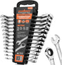 HORUSDY 13-piece metric ratcheting wrench set from 6mm to 19mm with CR-V steel and storage tray