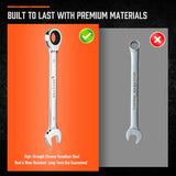 HORUSDY 13-piece metric ratcheting wrench set from 6mm to 19mm with CR-V steel and storage tray