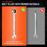 HORUSDY 13-piece SAE ratcheting wrench set from 1/4 inch to 7/8 inch with CR-V steel and storage tray