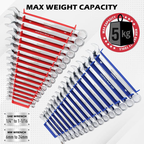 SEDY 2PC Magnetic Wrench Organizer 32-Slot SAE Metric Holder