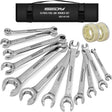 12-Piece Fuel Line Wrench Set, SAE & Metric, Chrome Vanadium Steel, 72-Tooth Precision, Premium Rolling Bag