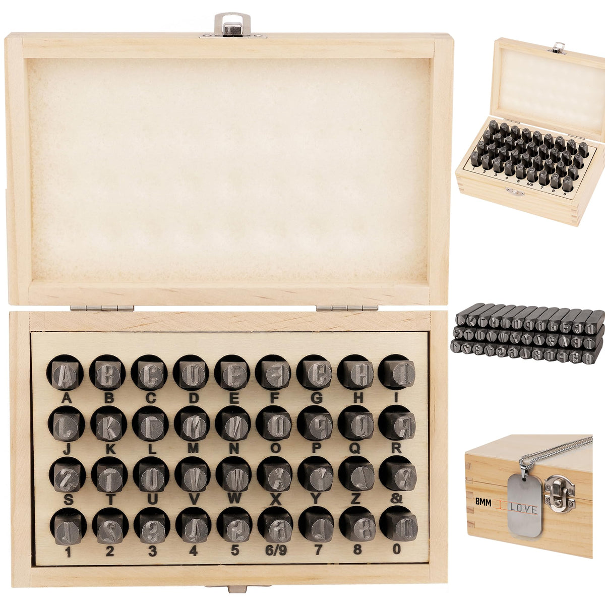 HORUSDY 36-Piece Number and Letter Stamp Set 5/16 (8mm) (A-Z) Punch Perfect for Imprinting metal stamping kit, Plastic, Wood, Leather