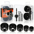 HORUSDY 8PCS Hole Saw Kit, 1"–2-1/8" (25–54mm), with 2 Pcs Drill Bits, Mandrel & Hex Key, Smooth Cut, DIY-Friendly Set for Soft Wood, Plywood, PVC