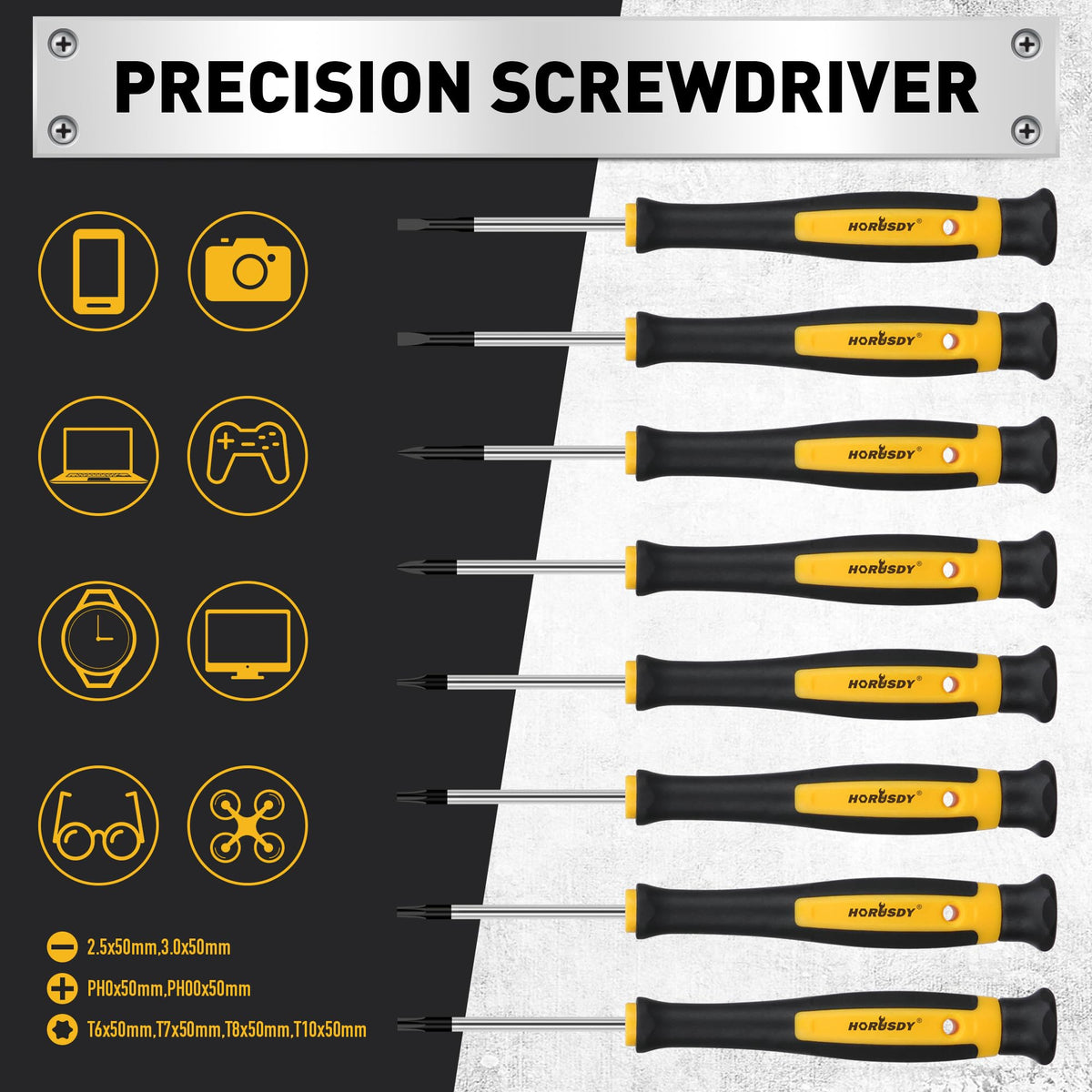 HORUSDY 140-Piece Magnetic Screwdriver Set with Plastic Racking, Includes SAE & Metric Hex Keys, Precision Screwdriver and Magnetizer Demagnetizer DIY Tools for Men Tools Gift