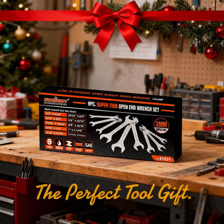 HORUSDY Thin Wrenches Set | SAE | 9-Piece | Including 1/4" - 1" | Bike Wrench Set | Thin Open End Wrench Set with Rolling Pouch