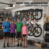 HORUSDY Stainless Steel Bike Storage Rack, 6 Bike Storage Hanger Wall Mount and 6 Helmets Hooks for Home & Garage Holds Up to 600lbs, Black