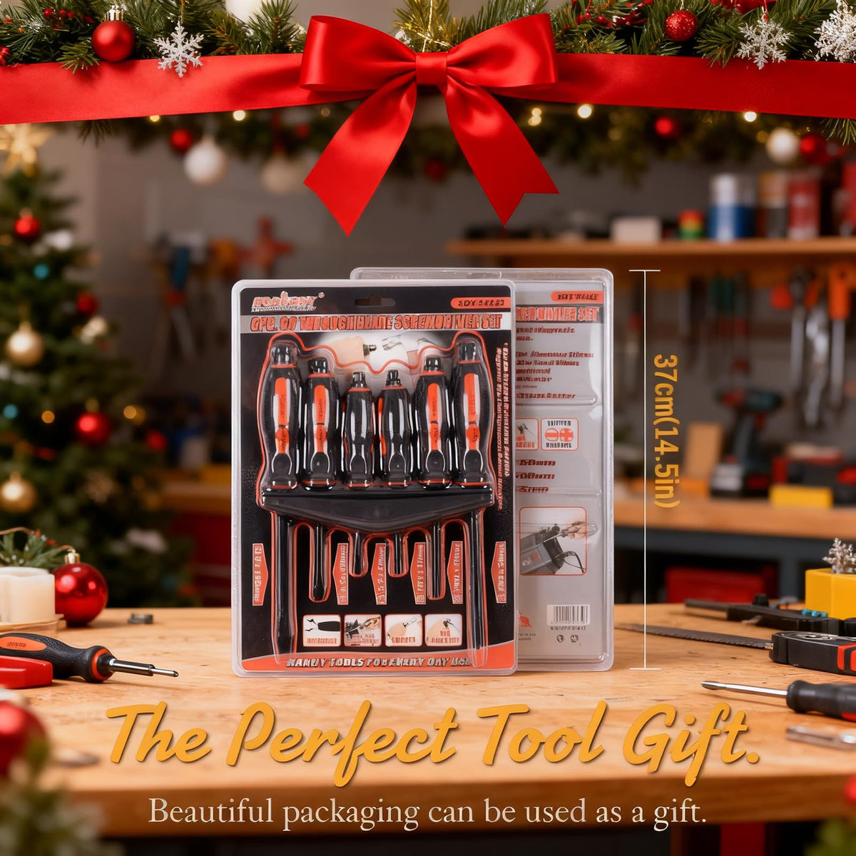HORUSDY 6-Pieces Magnetic Screwdriver Set, 3 Phillips and 3 Flat Head Tips Screwdriver for Fastening, Chiselling and Loosening Seized Screws (New Screwdriver Set)
