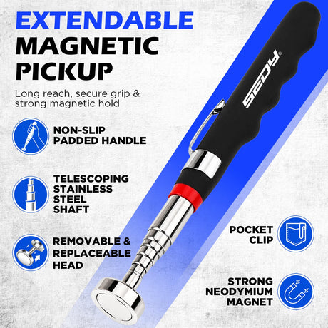 2-Pack Telescoping Magnetic Pickup Tool, 40 lb Pull Force, 30-Inch Extendable Magnetic Grabber Stick with Non-Slip Handle for Automotive Repair, Garage and Retrieving Screws, Nuts, Bolts and Nails