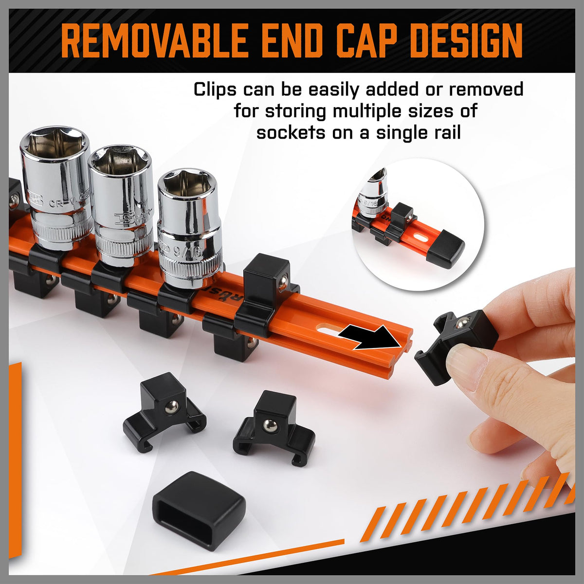 HORUSDY 6Pcs Double Sided Socket Organizer, 1/4-Inch, 3/8-Inch, 1/2-Inch, Premium Quality Socket Holders (6Pcs Double Sided Socket Organizer)