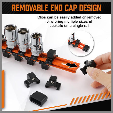 HORUSDY 6Pcs Double Sided Socket Organizer, 1/4-Inch, 3/8-Inch, 1/2-Inch, Premium Quality Socket Holders (6Pcs Double Sided Socket Organizer)