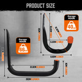 HORUSDY 10-Pack Garage Hooks, Utility Hook, 9" & 6” Garage Heavy Duty Wall Hook for Bikes, Kayak and Hanging Ladders