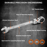 HORUSDY 12-Piece Metric Flex-Head Ratcheting Wrench Set 8-22mm, CR-V Ratchet Combination Wrenches with 72T 180° Flex Head, Magnetic Holder & Tool Bag for Auto, Motorcycle, Home & Repair