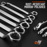 HORUSDY 9-Pieces Metric Offset Box Wrench Set with Rolling Pouch, 50-Degree, Metric 6-24mm, CR-V Steel