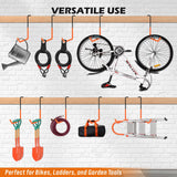 6-Piece Heavy Duty Rafter Hanger Hooks with 2-Piece Extension Straps, Vinyl Coated Large Metal Garage Utility Hooks for Hanging Bike Ladder Garden Tool Organizer (8 Pack, Orange)