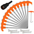 HORUSDY Tent Stakes Heavy Duty, 12-Pack 8.07 Inch Tent Stakes with 4 x 13ft Rope & 1 Stopper T Pull Hook
