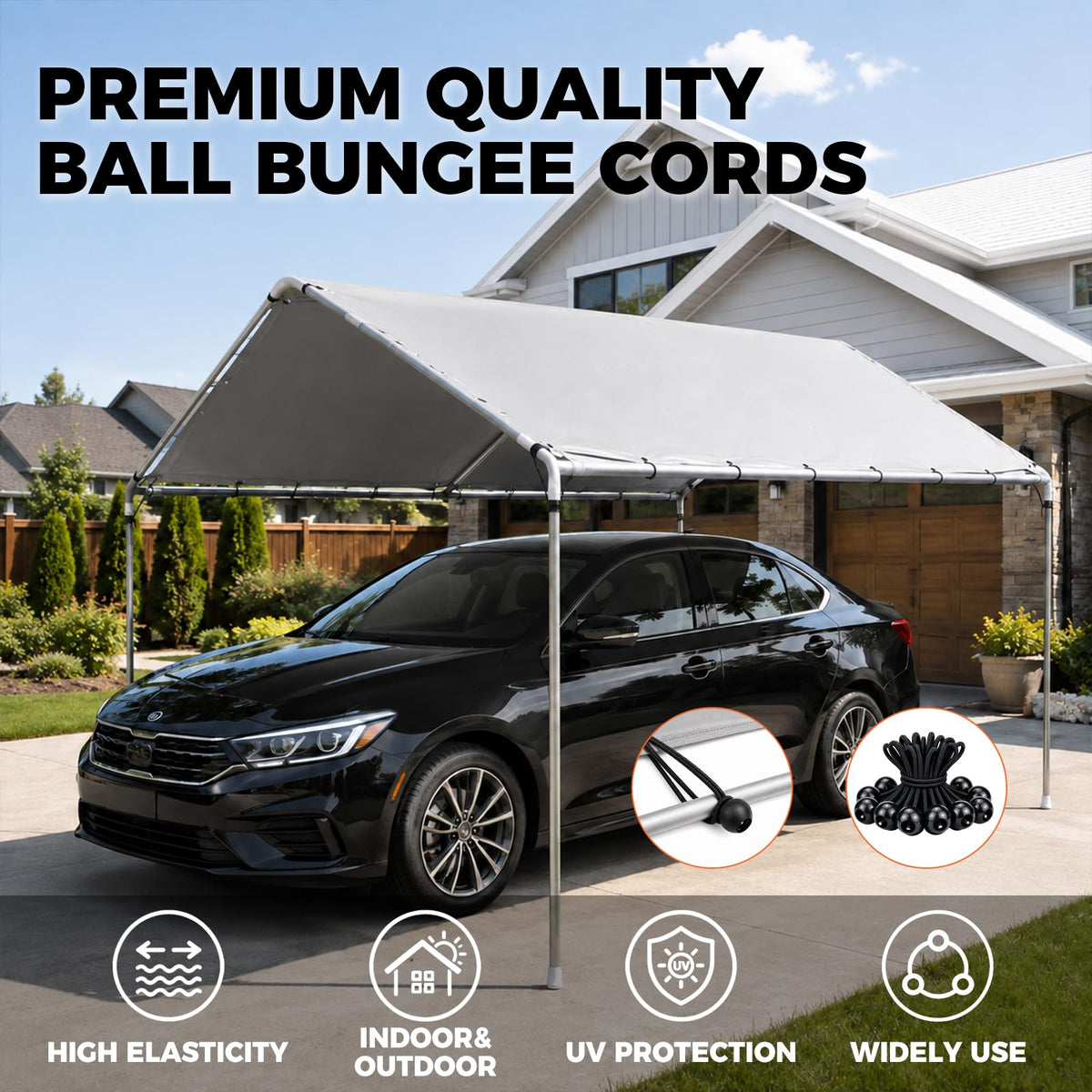 30 Pack 4-Inch Bungee Balls, Black Heavy Duty Heavyweight Bungee Cords with Balls, Weather Resistant Tie Down Strap 4mm Thickness for Camping, Tents, Cargo, Holding Wire and Hoses | Amazon US image 7