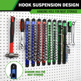 8-Piece Magnetic Socket & Bit Organizer Kit, 1/4'' 3/8'' 1/2'' Heavy Duty Socket Holder Holds 80 Clips, Aluminum Sockets Rail for Tool Box Drawer, 1/4'' Slidable Drill Bit Organizer Holds 80 Bits