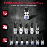 16-Piece Metric Hex Bit Socket Set, Premium S2 Steel, 2-14mm Allen