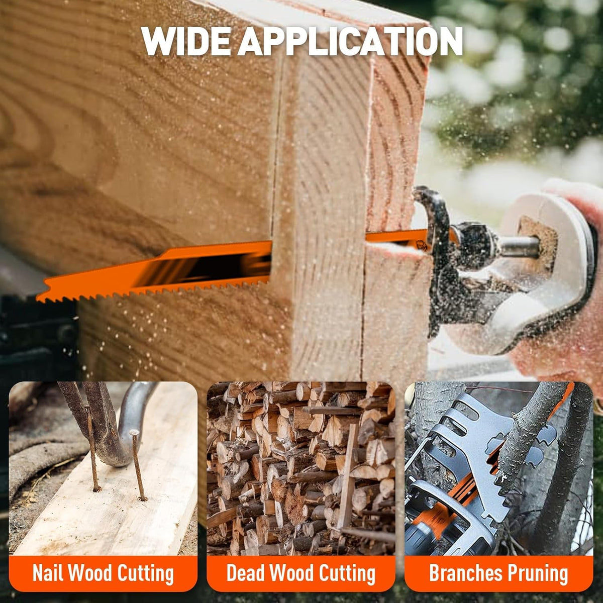 HORUSDY 30Pack 9 Inch 6-12 TPI Reciprocating Saw Blade Wood Pruning, Bi-Metal Saw Blades for Nail Wood or Trees Cutting, Sharp and Durability with Organizer Case