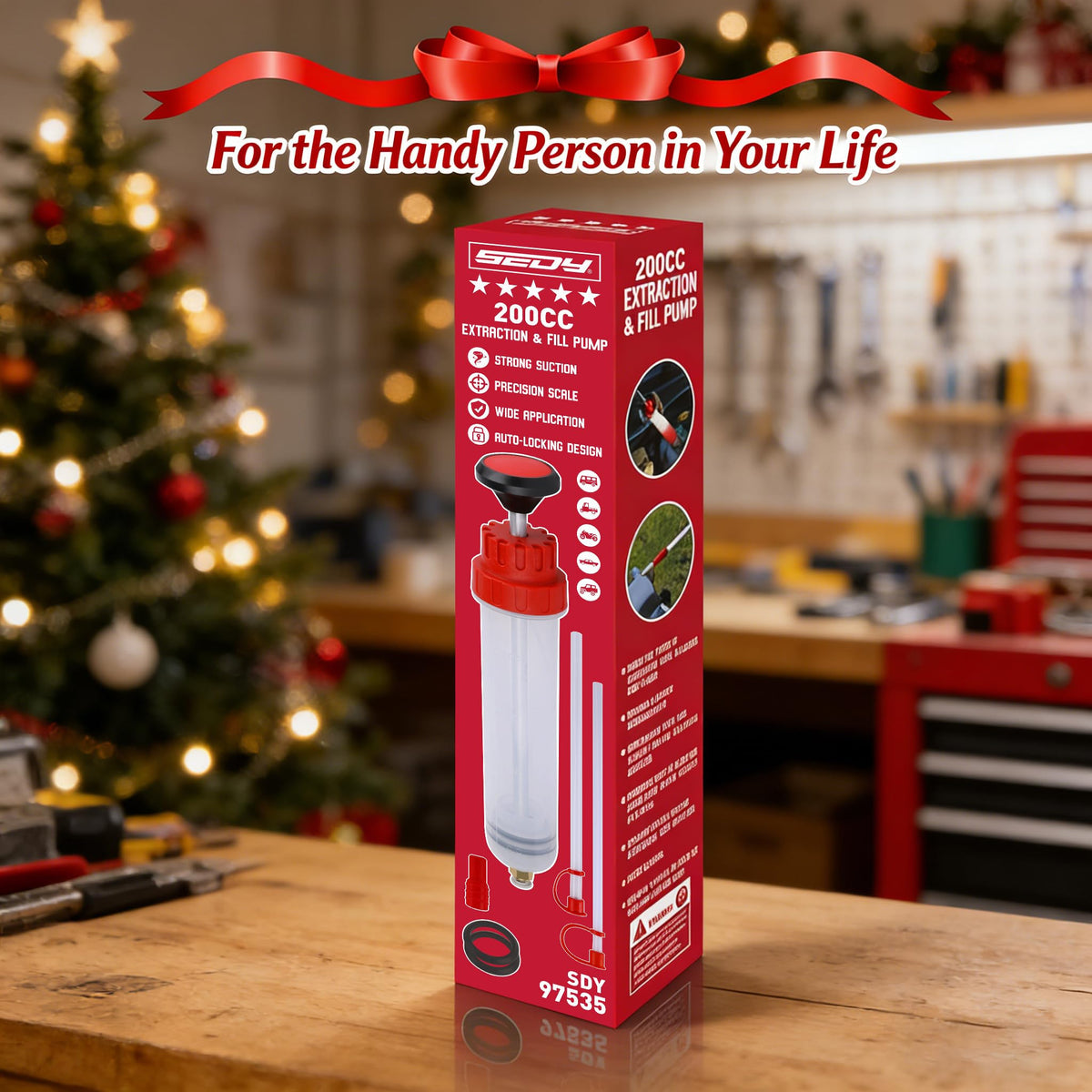 SEDY Fluid Extractor - 200cc Multi-Purpose Syringe, Oil Suction Pump, Manual Extraction and Filling Pump, Automotive Oil Syringe