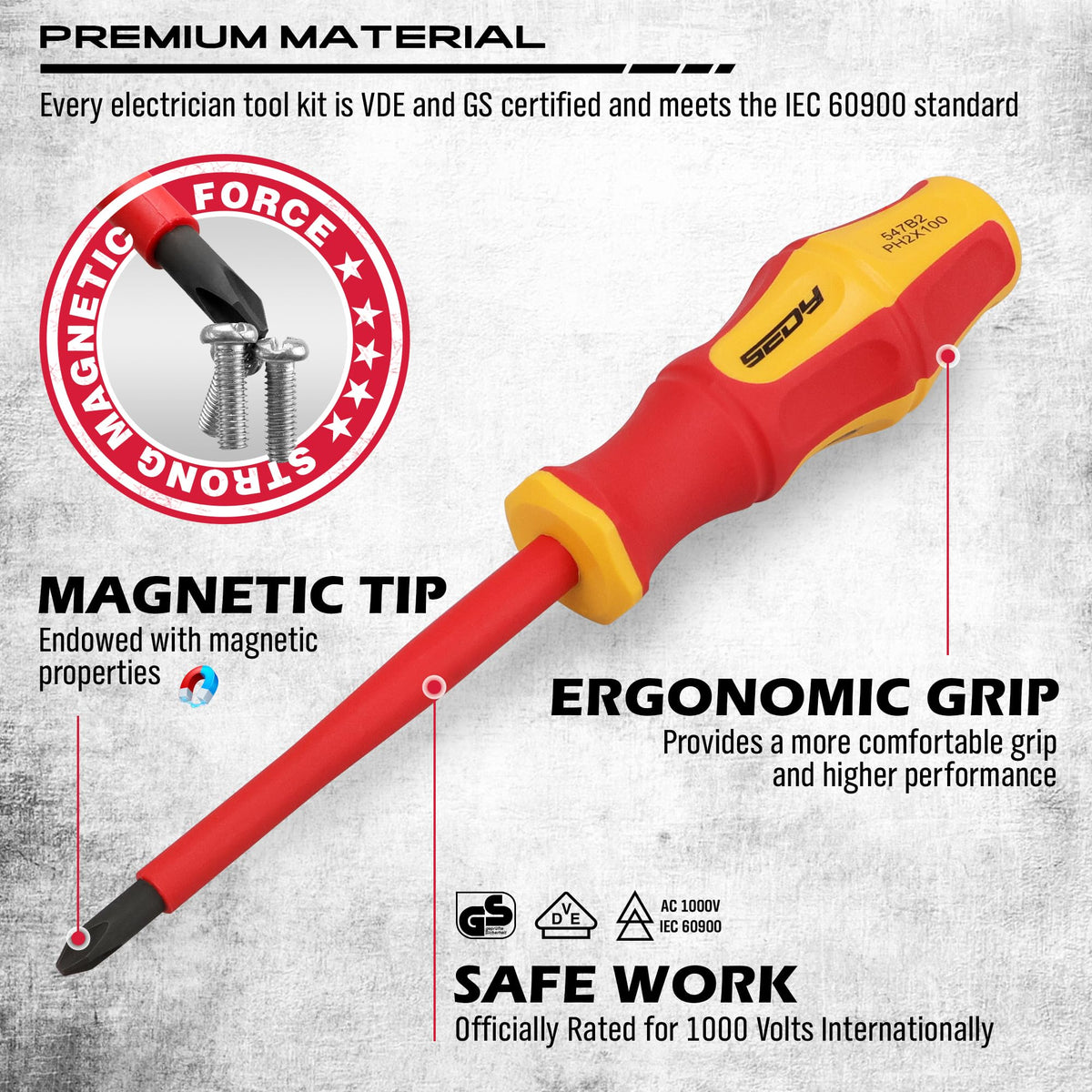 Insulated Screwdriver & Pliers Set: 14-Piece VDE Insulated Set 1000V Insulated Electrician Tool Set with Magnetic Phillips, Slotted Screwdrivers and Insulated Pliers