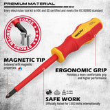 Insulated Screwdriver & Pliers Set: 14-Piece VDE Insulated Set 1000V Insulated Electrician Tool Set with Magnetic Phillips, Slotted Screwdrivers and Insulated Pliers