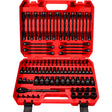 112-Piece Torx and Allen Bit Socket Set, 1/4", 3/8",1/2" Drive Bit Socket Set with Quick-Release Ratchet Wrench, Adapters, Extra long torx/Tamper proof torx/Hex/Ball End Hex/E-Trox,SAE/Metric,S2 Steel