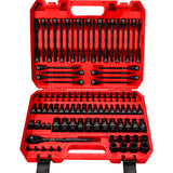 112-Piece Torx and Allen Bit Socket Set, 1/4", 3/8",1/2" Drive Bit Socket Set with Quick-Release Ratchet Wrench, Adapters, Extra long torx/Tamper proof torx/Hex/Ball End Hex/E-Trox,SAE/Metric,S2 Steel