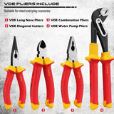 Insulated Screwdriver & Pliers Set: 14-Piece VDE Insulated Set 1000V Insulated Electrician Tool Set with Magnetic Phillips, Slotted Screwdrivers and Insulated Pliers