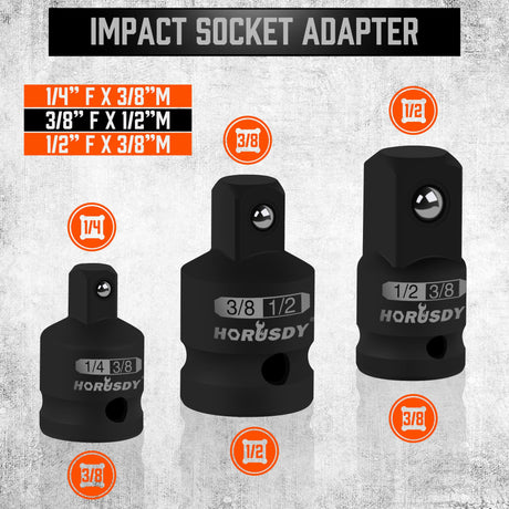 12Pcs Socket Extension Set, 1/4", 3/8" and 1/2" Impact Drive Socket Extension, Socket Adapters, Drive Tool Accessory, CR-V Steel