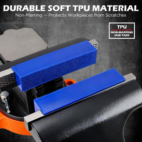 2-Piece 4.5" Magnetic Vise Jaw Pads, TPU Soft Jaw Covers with Waffle Surface, Non-Marring Protective Bench Vise Pads for Bench Vise, Drill Press, Metalworking and Woodworking