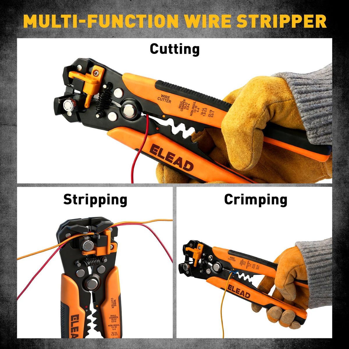1188-Piece Ferrule Crimping & Stripping Tool Kit, AWG 23-7 (0.25-10 mm²) Ferrule Crimper, Automatic Wire Stripper with Conductor End Sleeve, Terminal, Flat Plug, Flat Connector and Tie Tape