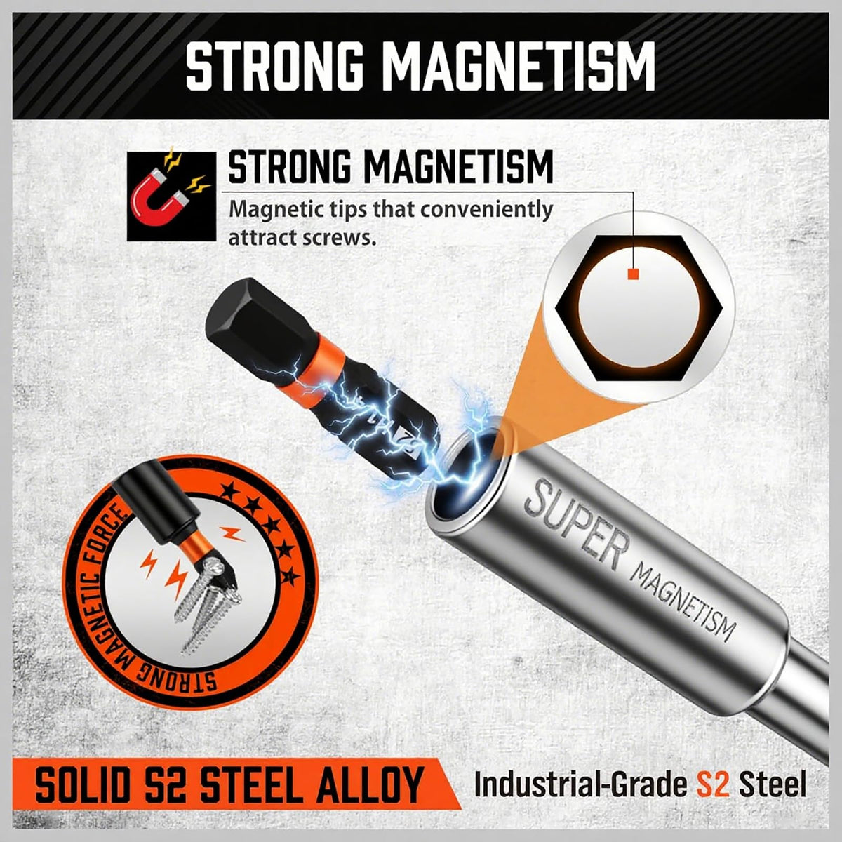 HORUSDY Magnetic Portable Screwdriver Bit Set: 8-in-1 Ratcheting Screw Driver Includes 1/4”Bit Driver Holder, 7 Screwdriver Bits with Phillips, Slotted, Square, Hex, for Garage & Daily Repair