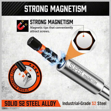 HORUSDY Magnetic Portable Screwdriver Bit Set: 8-in-1 Ratcheting Screw Driver Includes 1/4”Bit Driver Holder, 7 Screwdriver Bits with Phillips, Slotted, Square, Hex, for Garage & Daily Repair