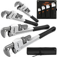 HORUSDY 4 Pack Adjustable Pipe Wrench Set, 8", 10", 12", 14" Heavy-Duty Plumbing Wrench with Anti-Slip Jaws