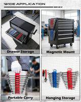 2-Pack Magnetic Wrench Organizer Set, 24-Slot Premium Wrench Rack Holder with Non-Slip Carry Handle for Tool Box Drawer Wall Storage, SAE (1/4'' to 15/16'') & Metric (6mm to 24mm)