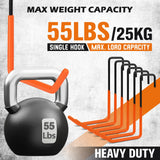6-Piece Heavy Duty Rafter Hanger Hooks with 2-Piece Extension Straps, Vinyl Coated Large Metal Garage Utility Hooks for Hanging Bike Ladder Garden Tool Organizer (8 Pack, Orange)