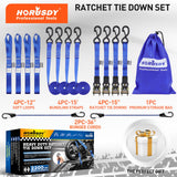 Ratchet Straps Heavy Duty, Tie Down Straps Ratchet Set, 2200 LB Break Strength, Safety Lock S Hooks, Best for Moving, Securing Cargo, Kayaks, Mountain (4 Pack)
