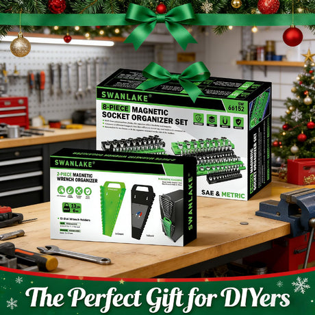10-Piece Magnetic Socket and Wrench Organizer Set, 1/4", 3/8", 1/2" Drive Metric SAE Socket Organizer, Magnetic Wrench Holder 30 Slots Total, Tool Box Organizers (Sockets Wrenches not Included)